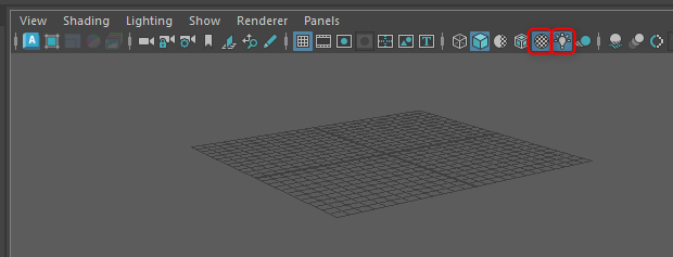 MayaビューポートのTexturedとUse all Lightsを有効にした状態