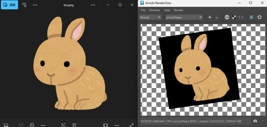 Maya ArnoldでOSLのtexture関数から読み込んだテクスチャをモデルに表示した結果