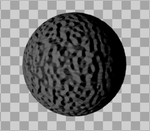 Maya Arnoldでバンプを適用した球体。陰影は変わるが輪郭は円形のまま