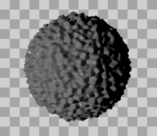 Maya Arnoldでディスプレイスメントを適用し、表面と輪郭がノイズにより凹凸がついた球体
