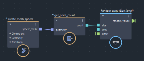 create_mesh_sphereとget_point_countとrandom_value_arrayの接続