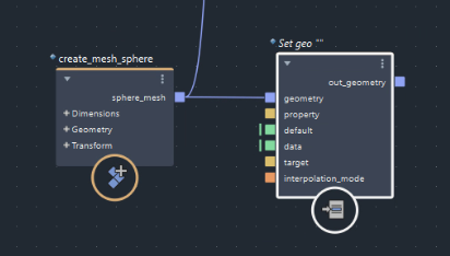 set_geo_propertyへメッシュジオメトリを接続した状態
