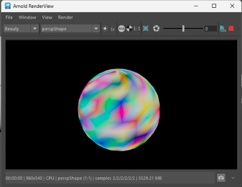 point_colorを使用してArnoldで色分けしたBifrostメッシュ